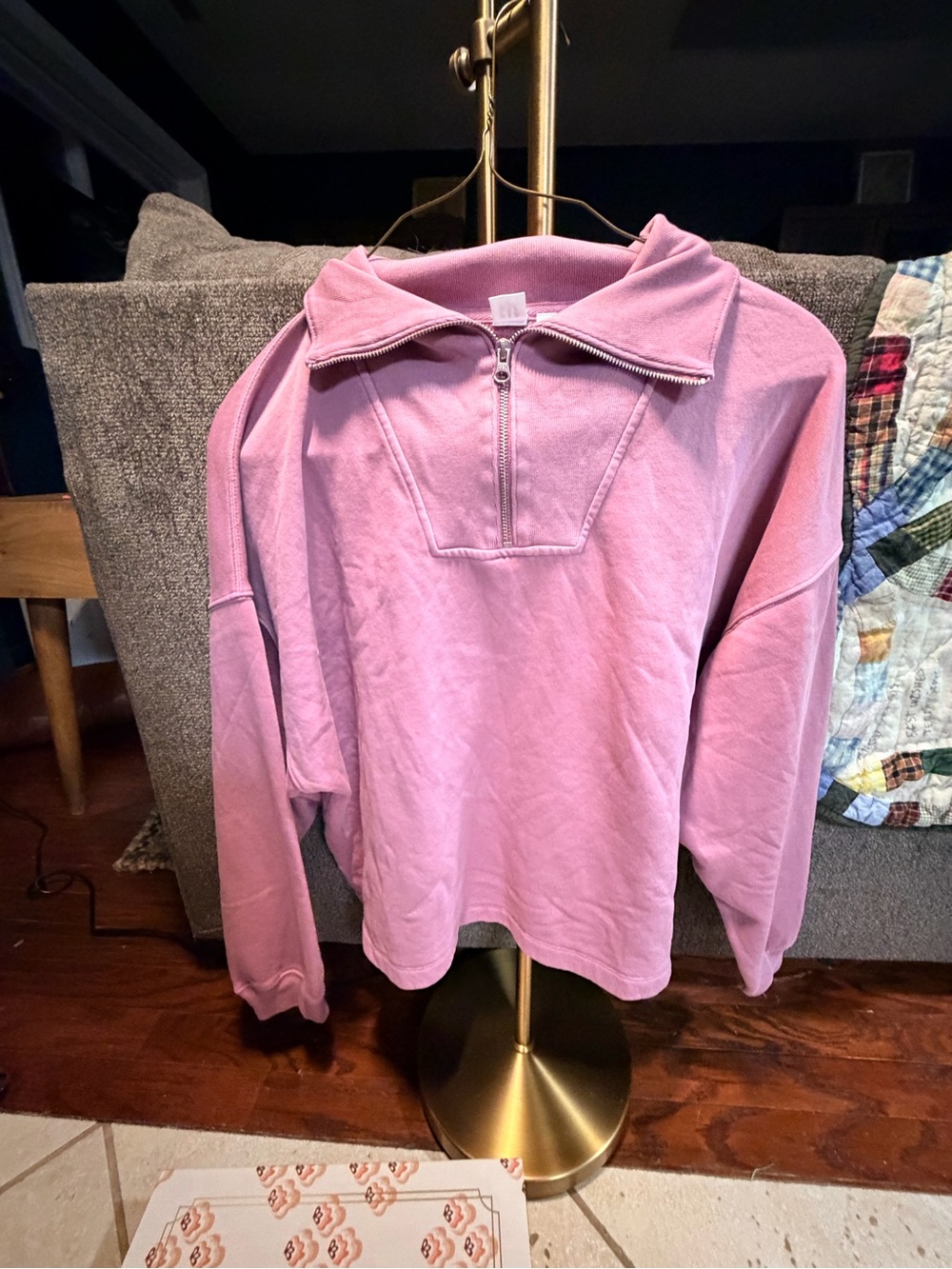 Light Purple Half-Zip Pullover Sweatshirt